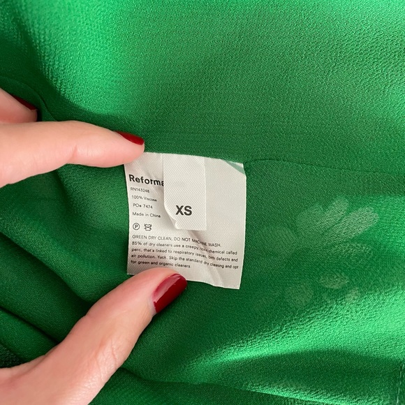 Reformation Green Daisy Mini Dress with tie - Picture 4 of 4